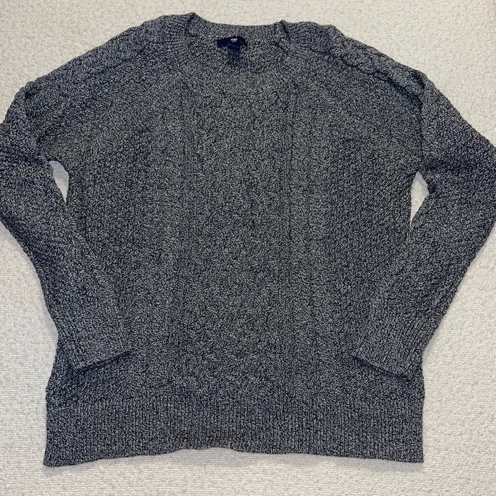 Gap crew neck knit sweater medium black charcoal